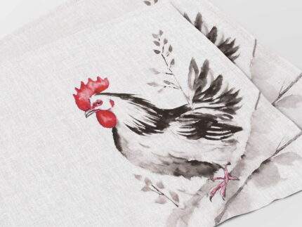 Placemats, Watercolor Chicken, 100% linen, PR3048