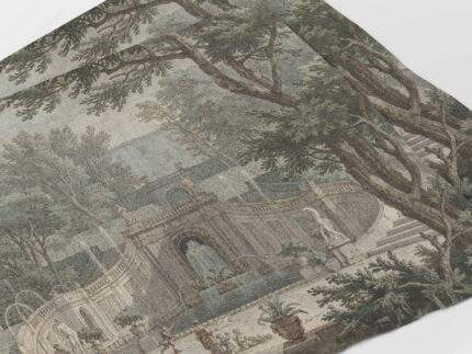Placemats set, View of the Garden of Villa d’Este in Tivoli, Isaac de Moucheron, c. 1725., linen placemats, 100% linen, PR3115