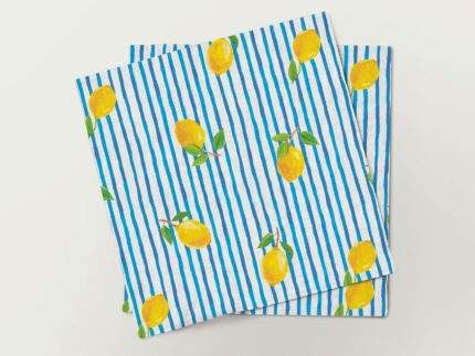 Napkins set, Lines & Lemons, linen napkins, fabric napkins, 100% linen, PR3097