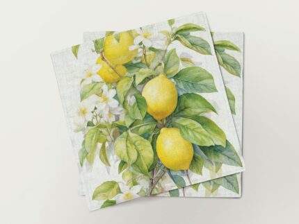 Napkins set, Blossoming Lemon Tree, linen napkins, fabric napkins, 100% linen, PR3105