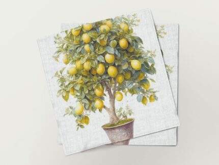 Napkins set, Lemon Tree in a Pot, linen napkins, fabric napkins, 100% linen, PR3109