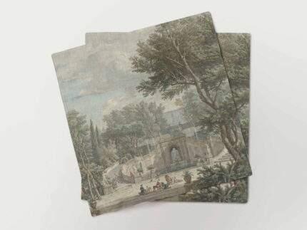 Napkins set, View of the Garden of Villa d’Este in Tivoli, Isaac de Moucheron, c. 1725., fabric napkins, 100% linen, PR3114