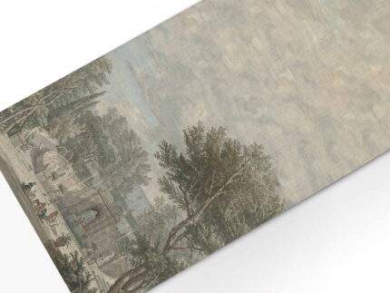 Table runner, View of the Garden of Villa d’Este in Tivoli, Isaac de Moucheron, c. 1725., 100% linen, linen table runner, PR3113