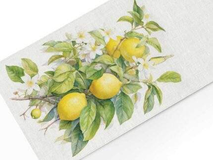 Table runner, Blossoming lemon, 100% linen, PR3107