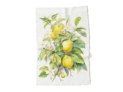 Linen towel, Blossoming Lemon Tree, Kitchen towel, Home towel,  PR3187