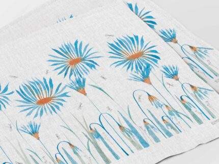 Placemats set, Artist Milda, Magic Cornflowers, linen placemats, 100% linen, PR3156