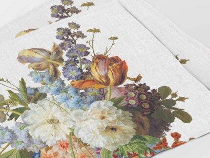 Placemats, Gerard van Spaendonck, White background, 100% linen, decorative pattern, bohemian pattern, handmade, PR3218