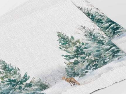 Placemats, Fox of the Snowy Woods, 100% linen, decorative pattern, PR3282