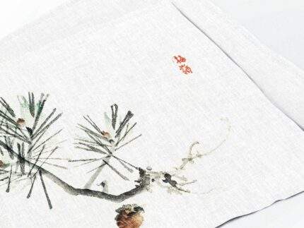 Placemats, Pine by Kono Baire (1844-1895), 100% linen, Holiday pattern, PR3322