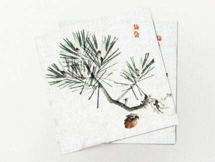 Napkins set, Pine by Kono Baire (1844-1895), linen napkins, fabric napkins, PR3321