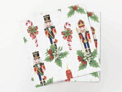 Napkins set, Nutcracker Holiday, LARGE pattern, linen napkins, fabric napkins, PR3393