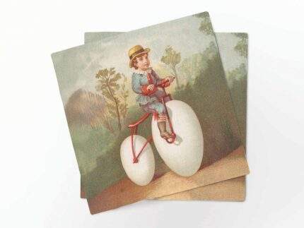 Napkins set, Boy riding a bicycle with eggs as a wheel, PR3437
