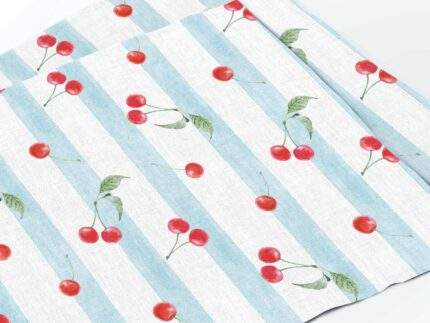 Placemats, Vintage Cherry Stripe, 100% linen, PR3430