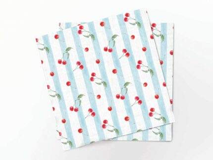 Napkins set, Vintage Cherry Stripe, 100% linen, PR3429