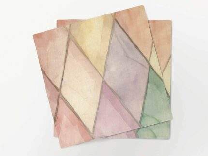Napkins set, Watercolor & Lines, Gemstones abstract pattern, 100% linen, PR3441