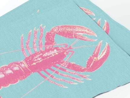 Placemats set, Aqua & Pink Lobster, PR3549