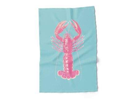 Linen towel, Aqua & Pink Lobster, PR3550