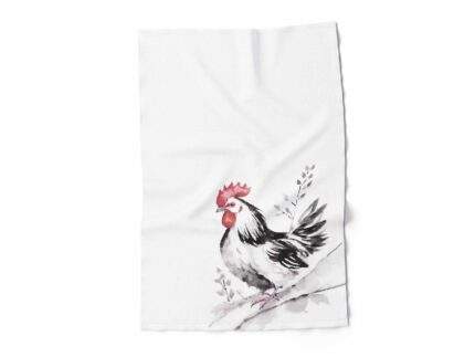 Linen towel, Watercolor Chicken, Rustic table decor, 100% linen, PR3639