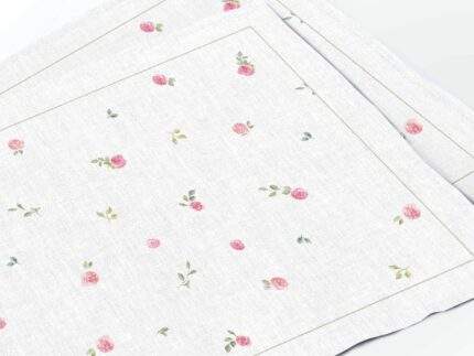 Placemats set, Petite Roses, 100% linen, PR3634