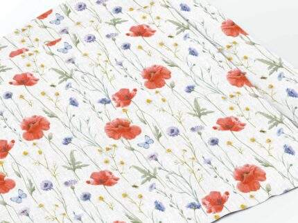 Placemats set, Poppies, Cornflowers and Daisies, 100% linen, PR3694