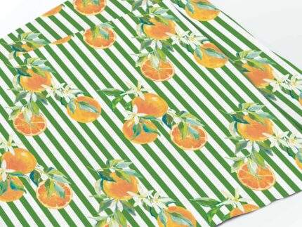 Placemats set, Orange & Green Stripes, 100% linen, PR3678
