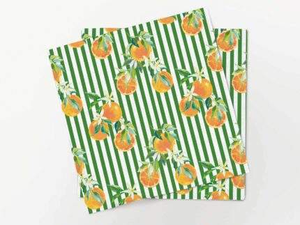 Napkins set, Orange & Green Stripes, 100% linen, PR3677