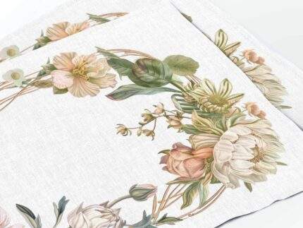 Placemats set, Wedding Frame Flowers, 100% linen, PR3690