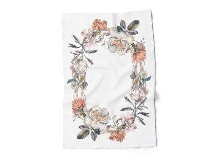 Linen towel, Wedding Frame Flowers, 100% linen, PR3691
