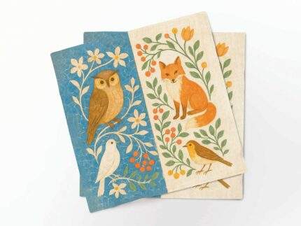 Napkins set, Forest Friends, Vintage table decor, Fairy Tale print, PR3903