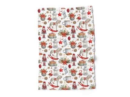 Linen towel with "Winter Treasures" print, PR3987