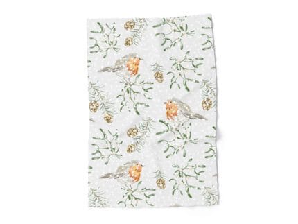Kitchen towel, Winter Robins, linen towel, PR4066
