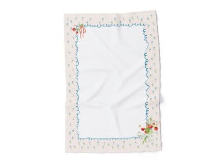 Kitchen towel, Hand Drawing Border Of Strawberry, linen towel, PR4015