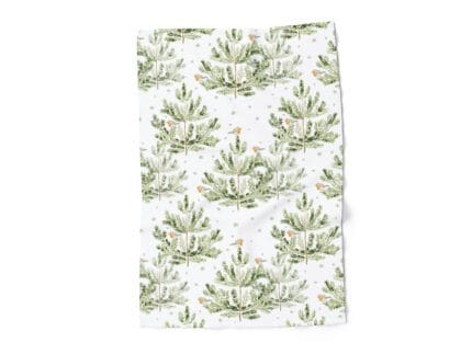 Kitchen towel, Robin Birds On Pine Trees, linen towel, PR4062