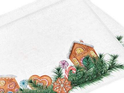 Placemats, Gingerbread, 100% linen, Holiday pattern, PR3298