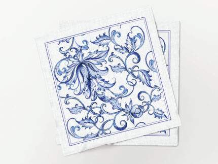 Napkin set, Blue Willow Linen Placemats Set, Chinese Porcelain Art, 100% linen, PR4124