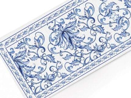 Table runner, Blue Willow Chinese Porcelain Print, 100% linen, PR4121