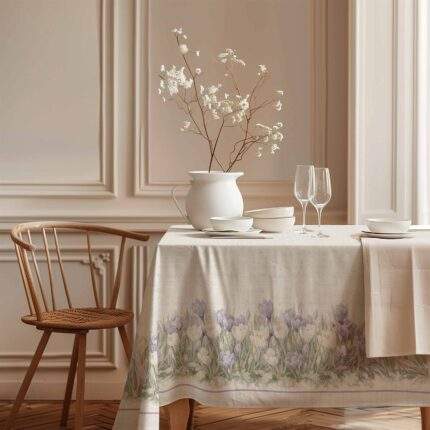 Tablecloth, Crocuses In Bloom, 100% linen, PR4134