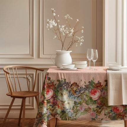 Tablecloth, Gerard van Spaendonck Still Life, Pink Edition, 100% linen, PR4138