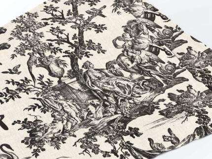 Placemat set, Toile de Jouy, Jean-Baptiste Marie Huet, Black Edition, 100% linen, PR4143