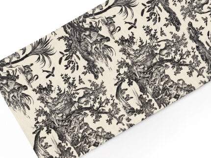 Table runner, Toile de Jouy, Jean-Baptiste Marie Huet, Black Edition, 100% linen, PR4141