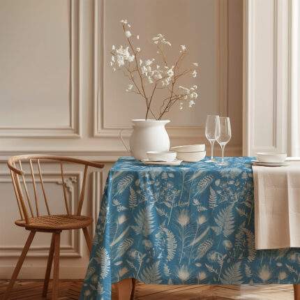 Tablecloth, Anna Atkins Botanical Cyanotype Prints, 100% linen, PR4126