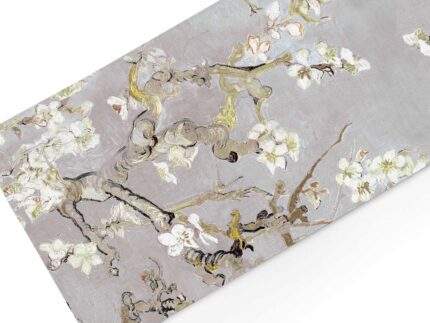 Table runner, Van Gogh Almond Blossom, Silver Gray, 100% linen, PR4149