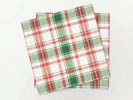 Napkin set, Festive Red and Green Plaid, 100% linen, PR4197