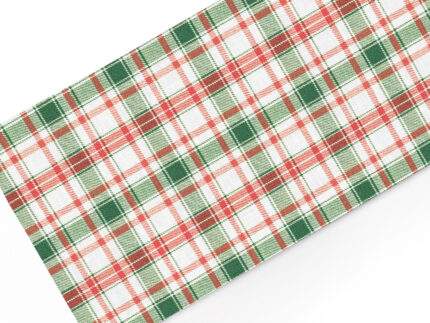 Table runner, Festive Red and Green Plaid, 100% linen, PR4194
