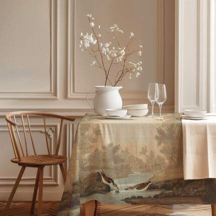 Tablecloth, Little Sandpiper from Birds of America (1827) by John James Audubon, 100% linen, PR4161