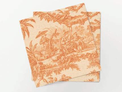 Napkin set, Orange Toile de Jouy, 100% linen, PR4171