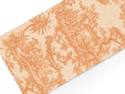 Table runner, Orange Toile de Jouy, 100% linen, PR4168