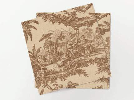Napkin set, Brown Toile de Jouy, 100% linen, PR4167