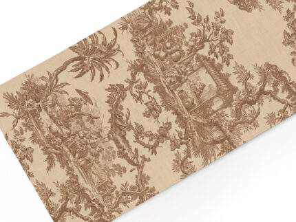Table runner, Brown Toile de Jouy, 100% linen, PR4164