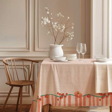 Tablecloth, Tomato Stripes, 100% linen, PR4188